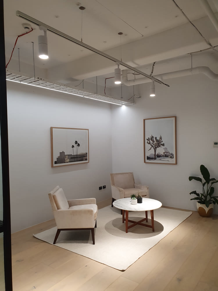 Finished commercial space with integrated electrical services